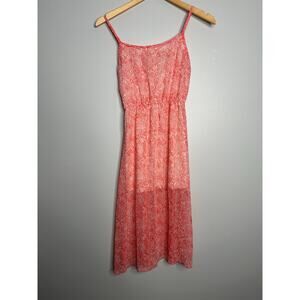 Vintage Havana Junior's Pink‎ + White Printed Tank Midi Dress Size L